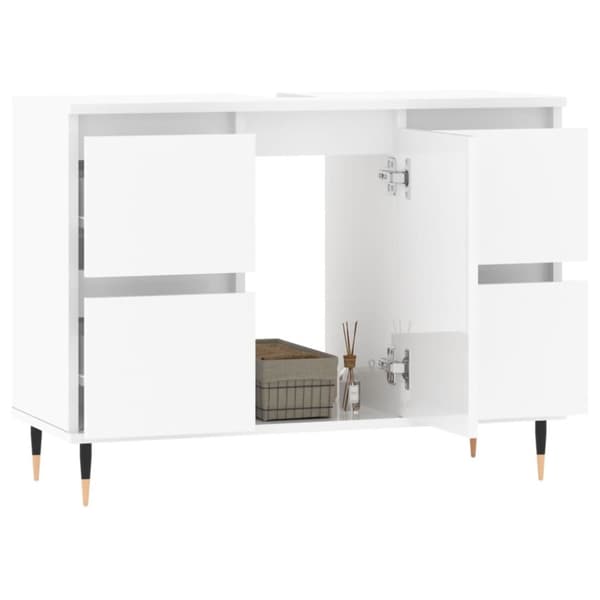 vidaXL Badrumsskåp vit högglans 80x33x60 cm konstruerat trä -  Badrumsunderskåp