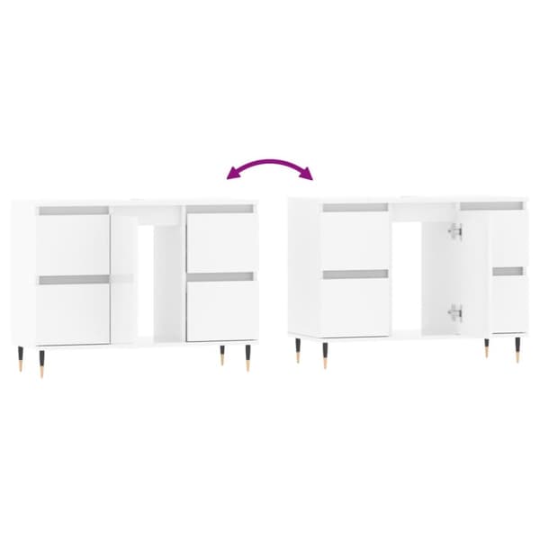 vidaXL Badrumsskåp vit högglans 80x33x60 cm konstruerat trä -  Badrumsunderskåp