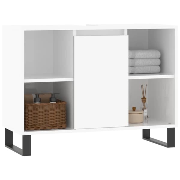 vidaXL Badrumsskåp vit högglans 80x33x60 cm konstruerat trä -  Badrumsunderskåp