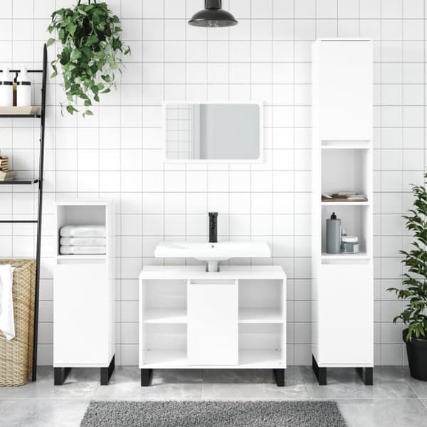 vidaXL Badrumsskåp vit högglans 80x33x60 cm konstruerat trä -  Badrumsunderskåp