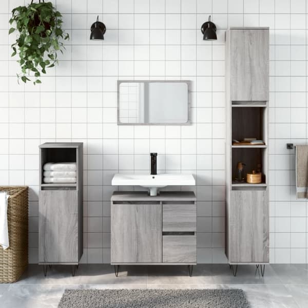vidaXL Badrumsskåp grå sonoma 65x33x60 cm konstruerat trä - Badrumsunderskåp