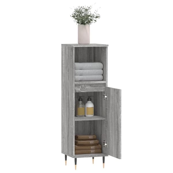 vidaXL Badrumsskåp grå sonoma 30x30x100 cm konstruerat trä -  Badrumsunderskåp