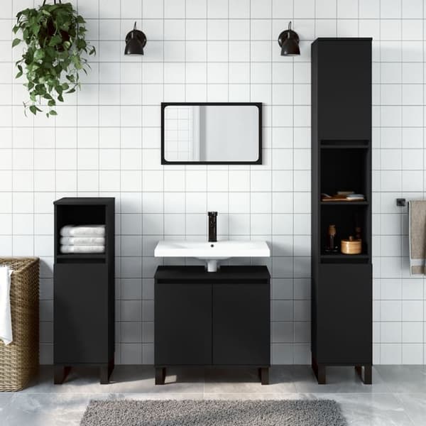 vidaXL Badrumsskåp svart 58x33x60 cm konstruerat trä -  Badrumsunderskåp