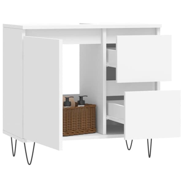 vidaXL badeværelsesskab 65x33x60 cm konstrueret træ hvid -  Badeværelsesborde