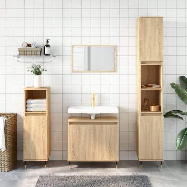 vidaXL Kylpyhuoneen kaappi Sonoma-tammi 58x33x60 cm tekninen puu -  Kylpyhuoneen kampauspöydät