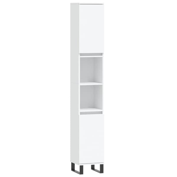vidaXL Badrumsskåp vit 30x30x190 cm konstruerat trä -  Badrumsunderskåp