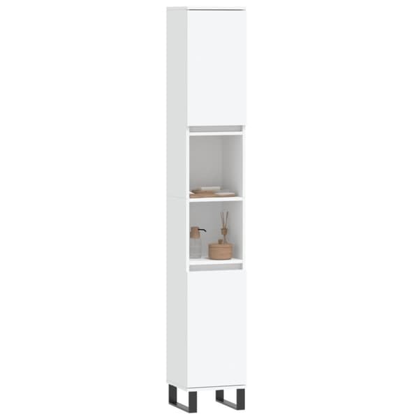 vidaXL Badrumsskåp vit 30x30x190 cm konstruerat trä -  Badrumsunderskåp