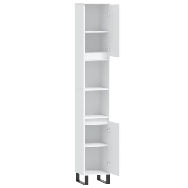 vidaXL Badrumsskåp vit 30x30x190 cm konstruerat trä -  Badrumsunderskåp
