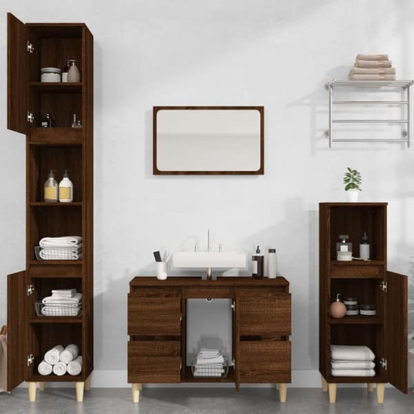 vidaXL Tvättställsskåp brun ek 80x33x60 cm konstruerat trä -  Badrumsunderskåp