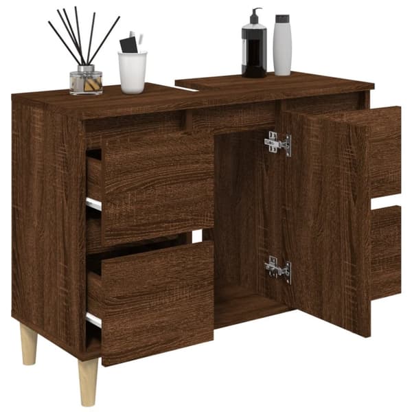 vidaXL Tvättställsskåp brun ek 80x33x60 cm konstruerat trä -  Badrumsunderskåp
