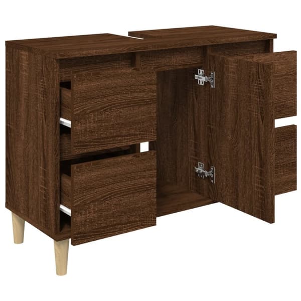 vidaXL Tvättställsskåp brun ek 80x33x60 cm konstruerat trä -  Badrumsunderskåp