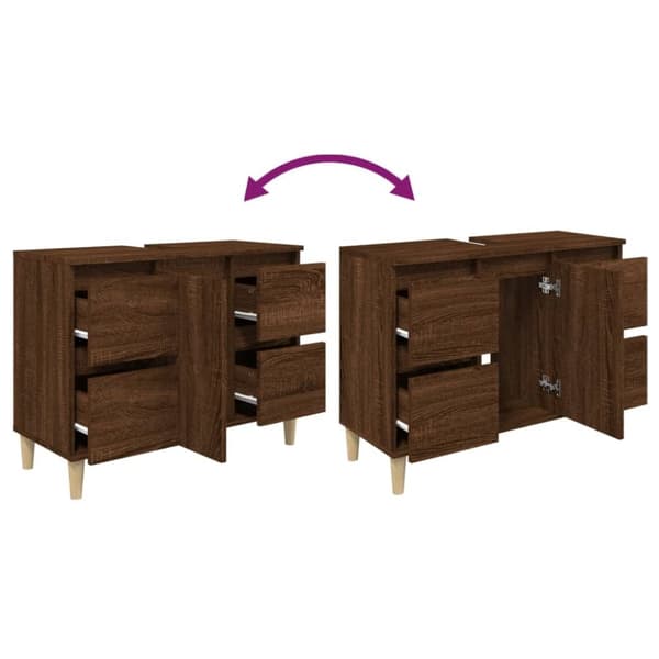 vidaXL Tvättställsskåp brun ek 80x33x60 cm konstruerat trä -  Badrumsunderskåp