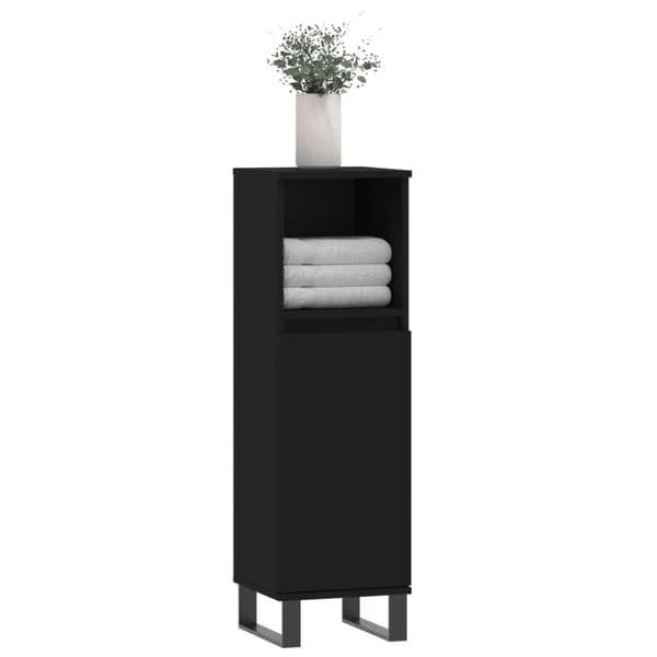 vidaXL Badrumsskåp svart 30x30x100 cm konstruerat trä -  Badrumsunderskåp