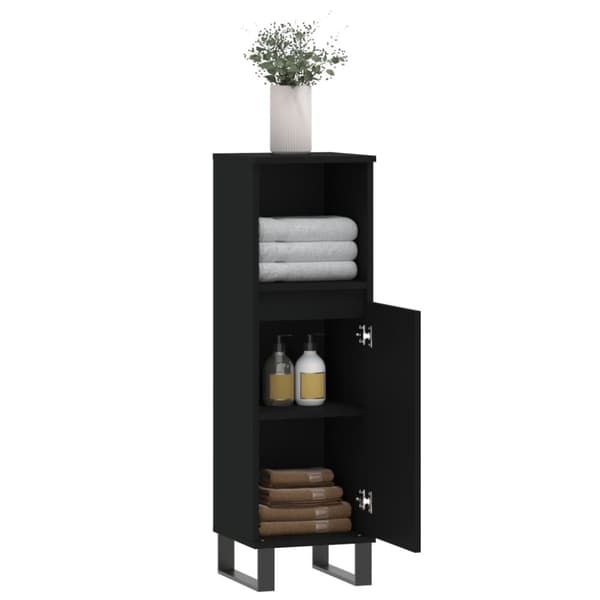 vidaXL Badrumsskåp svart 30x30x100 cm konstruerat trä -  Badrumsunderskåp
