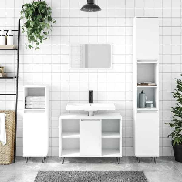 vidaXL badeværelsesskab 80x33x60 cm konstrueret træ hvid - Badeværelsesborde