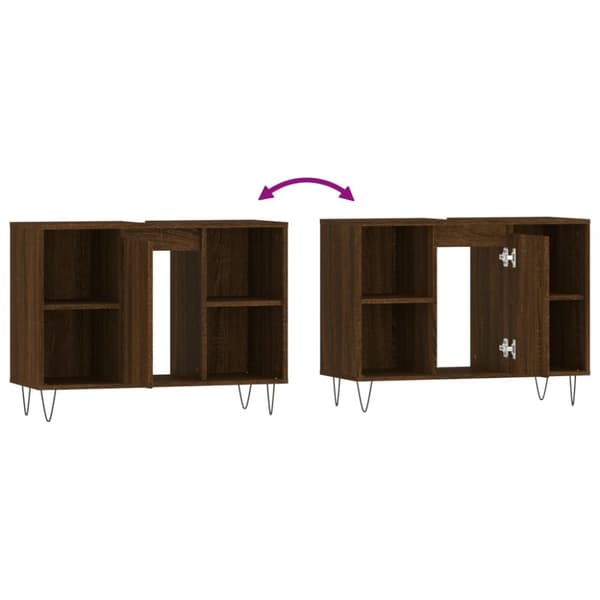 vidaXL Badrumsskåp brun ek 80x33x60 cm konstruerat trä -  Badrumsunderskåp