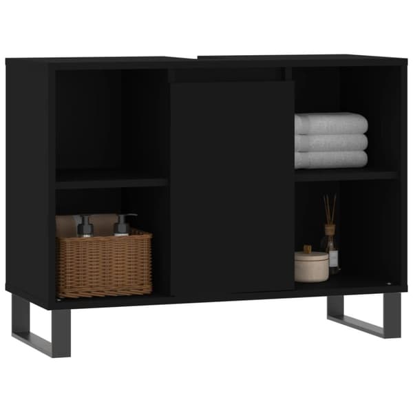 vidaXL Badrumsskåp svart 80x33x60 cm konstruerat trä -  Badrumsunderskåp