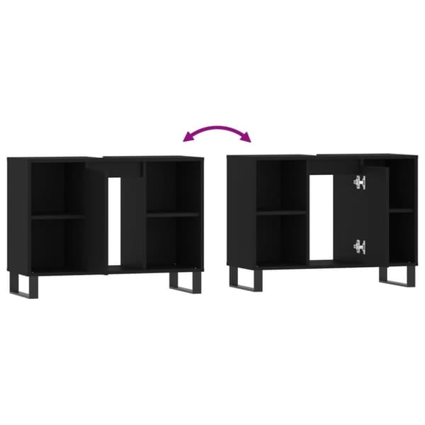 vidaXL Badrumsskåp svart 80x33x60 cm konstruerat trä -  Badrumsunderskåp