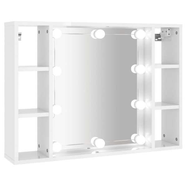 vidaXL Spegelskåp med LED vit högglans 76x15x55 cm -  Badrumsunderskåp