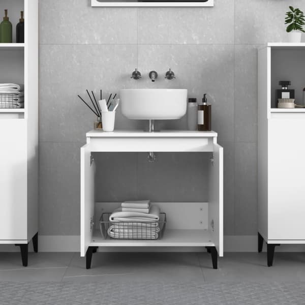 vidaXL Tvättställsskåp vit 58x33x60 cm konstruerat trä -  Badrumsunderskåp