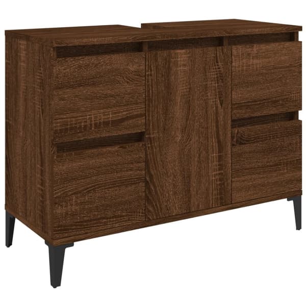 vidaXL Tvättställsskåp brun ek 80x33x60 cm konstruerat trä -  Badrumsunderskåp