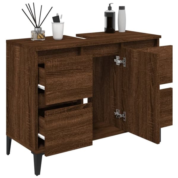 vidaXL Tvättställsskåp brun ek 80x33x60 cm konstruerat trä -  Badrumsunderskåp
