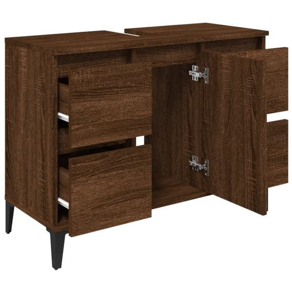 vidaXL Tvättställsskåp brun ek 80x33x60 cm konstruerat trä -  Badrumsunderskåp