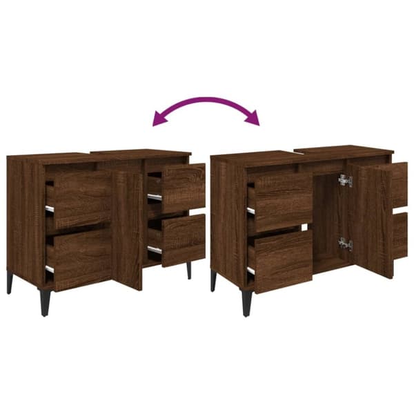 vidaXL Tvättställsskåp brun ek 80x33x60 cm konstruerat trä -  Badrumsunderskåp