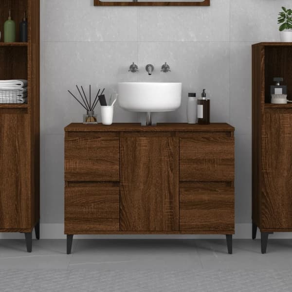 vidaXL Tvättställsskåp brun ek 80x33x60 cm konstruerat trä -  Badrumsunderskåp