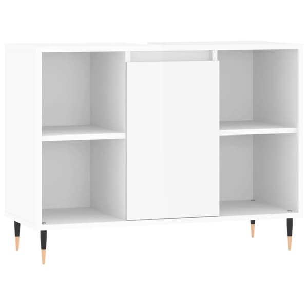 vidaXL badeværelsesskab 80x33x60 cm konstrueret træ hvid højglans -  Badeværelsesborde