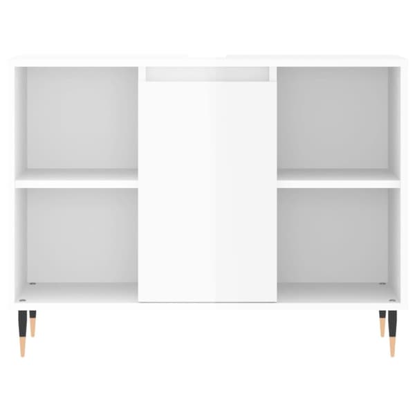 vidaXL badeværelsesskab 80x33x60 cm konstrueret træ hvid højglans -  Badeværelsesborde