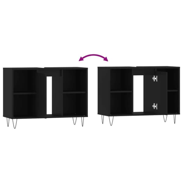 vidaXL Badrumsskåp svart 80x33x60 cm konstruerat trä -  Badrumsunderskåp