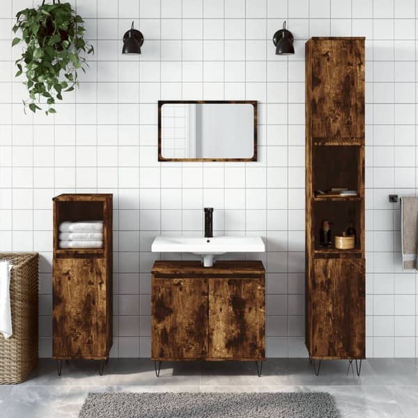 vidaXL Badrumsskåp rökfärgad ek 58x33x60 cm konstruerat trä -  Badrumsunderskåp