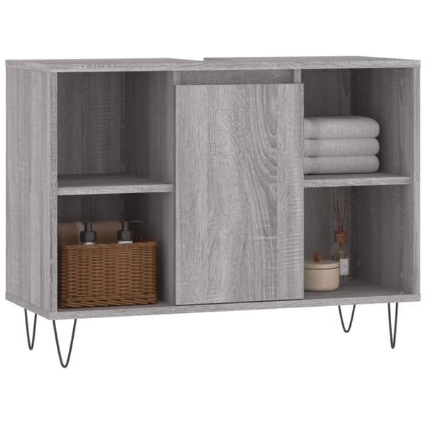 vidaXL Kylpyhuoneen kaappi harmaa Sonoma 80x33x60 cm tekninen puu -  Kylpyhuoneen kampauspöydät
