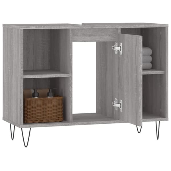 vidaXL Kylpyhuoneen kaappi harmaa Sonoma 80x33x60 cm tekninen puu -  Kylpyhuoneen kampauspöydät