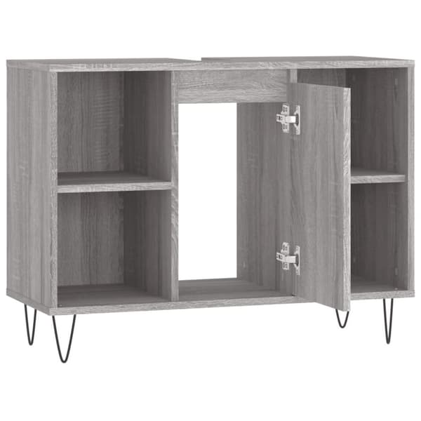 vidaXL Kylpyhuoneen kaappi harmaa Sonoma 80x33x60 cm tekninen puu -  Kylpyhuoneen kampauspöydät