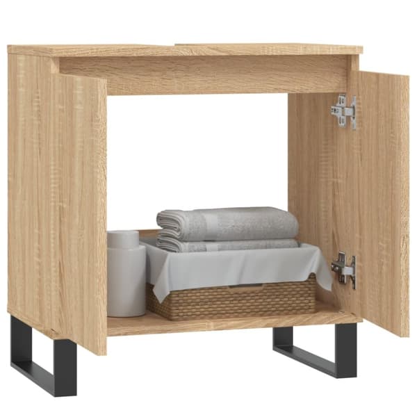 vidaXL Badrumsskåp sonoma-ek 58x33x60 cm konstruerat trä -  Badrumsunderskåp
