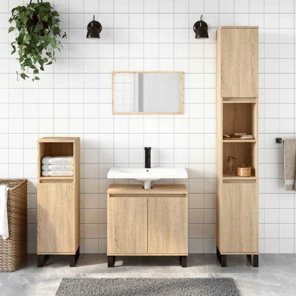vidaXL Badrumsskåp sonoma-ek 58x33x60 cm konstruerat trä -  Badrumsunderskåp