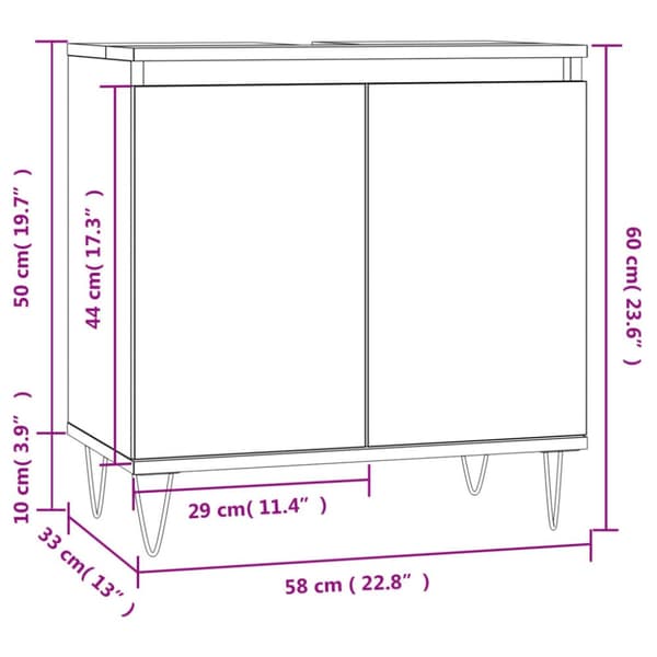 vidaXL Badrumsskåp brun ek 58x33x60 cm konstruerat trä - Badrumsunderskåp