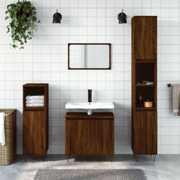 vidaXL Badrumsskåp brun ek 58x33x60 cm konstruerat trä -  Badrumsunderskåp
