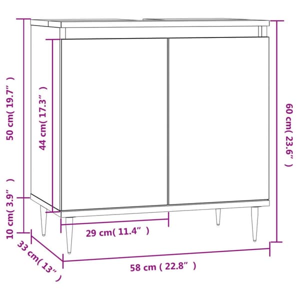 vidaXL Badrumsskåp vit 58x33x60 cm konstruerat trä -  Badrumsunderskåp