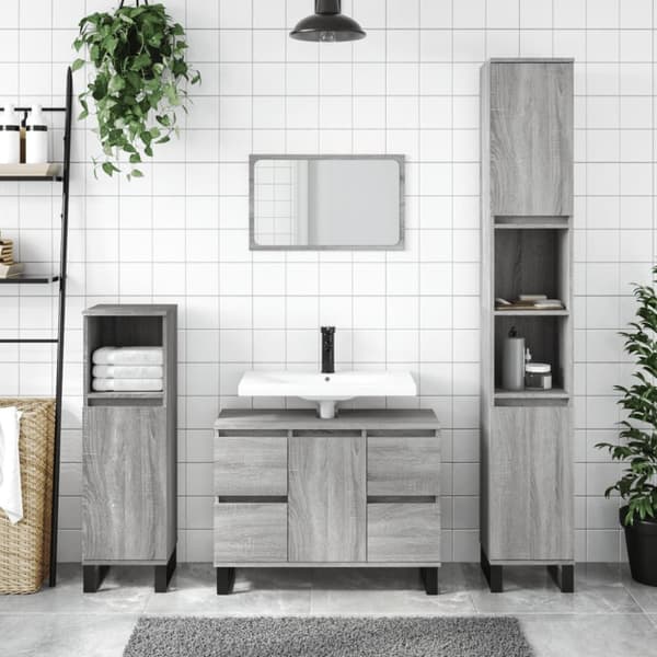 vidaXL Badrumsskåp grå sonoma 30x30x100 cm konstruerat trä -  Badrumsunderskåp