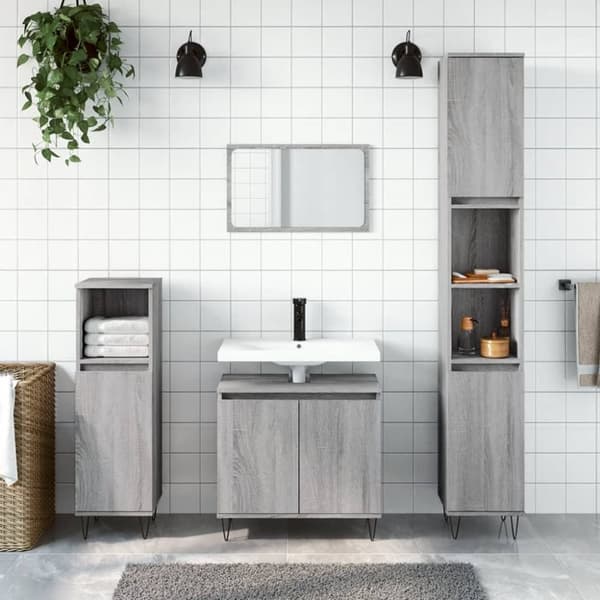 vidaXL badeværelsesskab 58x33x60 cm konstrueret træ grå sonoma-eg -  Badeværelsesborde