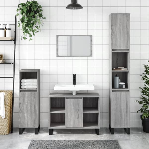 vidaXL Badrumsskåp grå sonoma 80x33x60 cm konstruerat trä -  Badrumsunderskåp