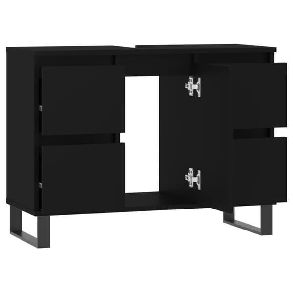 vidaXL badeværelsesskab 80x33x60 cm konstrueret træ sort -  Badeværelsesborde