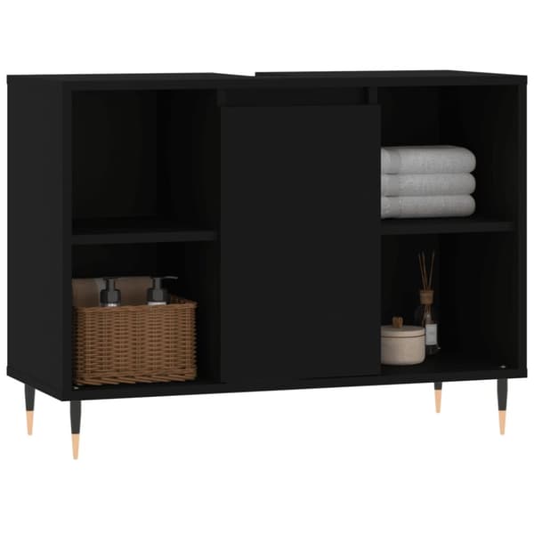 vidaXL badeværelsesskab 80x33x60 cm konstrueret træ sort -  Badeværelsesborde