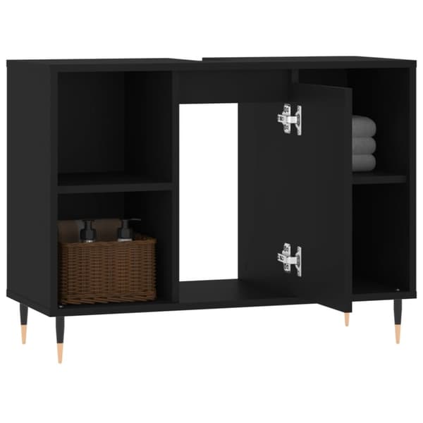 vidaXL Badrumsskåp svart 80x33x60 cm konstruerat trä -  Badrumsunderskåp