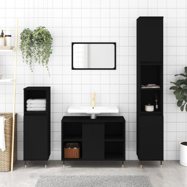 vidaXL Badrumsskåp svart 80x33x60 cm konstruerat trä -  Badrumsunderskåp