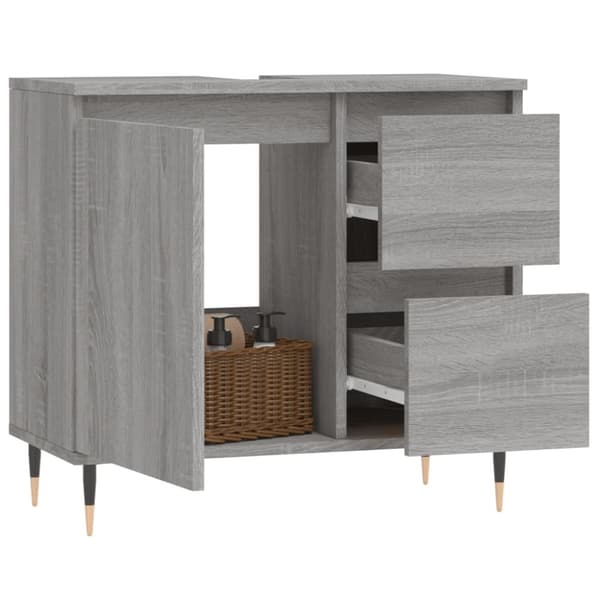 vidaXL badeværelsesskab 65x33x60 cm konstrueret træ grå sonoma-eg -  Badeværelsesborde