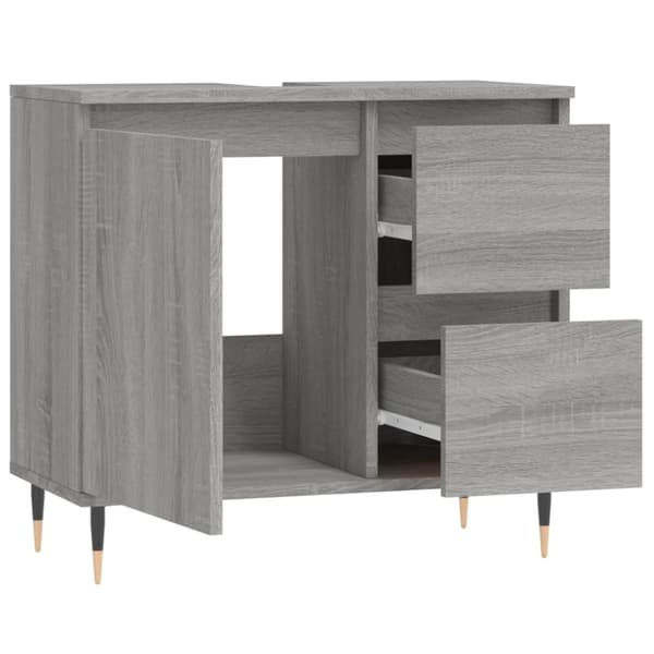 vidaXL badeværelsesskab 65x33x60 cm konstrueret træ grå sonoma-eg -  Badeværelsesborde